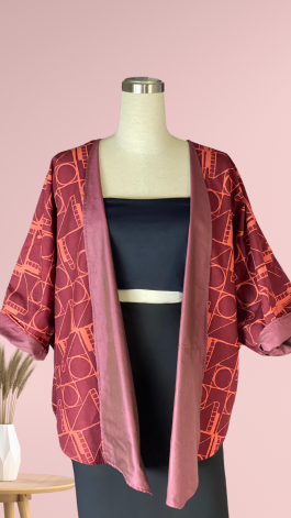Batik Cardigan – Sulur in Red and Peach