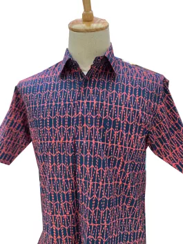 Men’s shirt – Pod in Navy Blue and Orange (short sleeves)