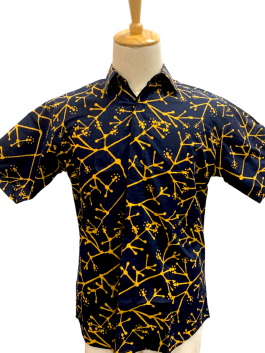 Men’s shirt – Fraktal in Black and Bright Yellow (short sleeves)