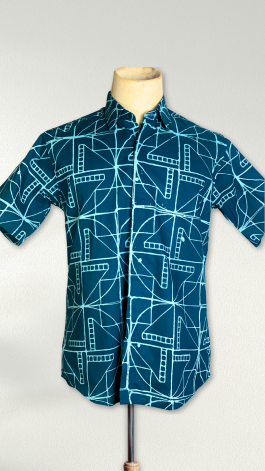 Men’s shirt – Sendi in Teal and Frost Green