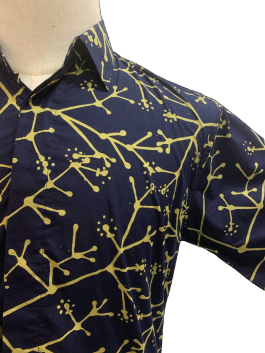 Men’s shirt – Fraktal in Black and Brass Yellow (short sleeves)