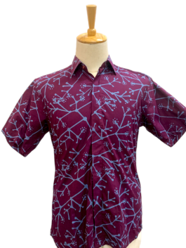 Men’s shirt – Fraktal in Maroon and Blue (short sleeves)