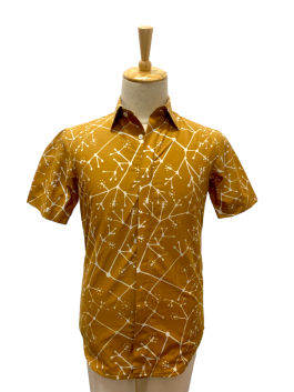 Men’s shirt – Fraktal in White on Yellow (Lined)