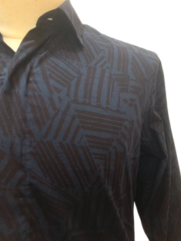 Men’s shirt (Long Sleeves)- Lorek in Dark Blue on Black
