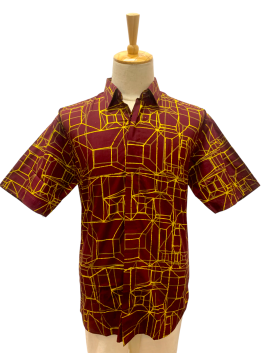 Men’s shirt – Bayang in Yellow and Beige on Maroon