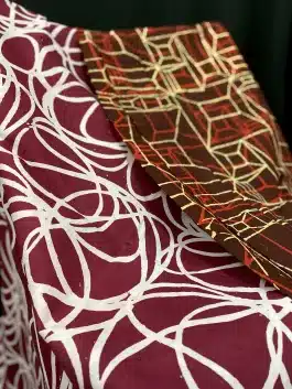 Pusing in Maroon and White (2m) Cotton Fabric