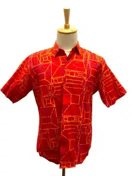 Men’s shirt – Bayang Purple and Yellow on Red
