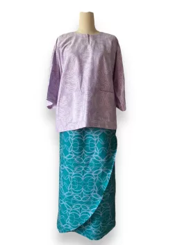 Baju Kedah in Purple Heather and Peacock Blue
