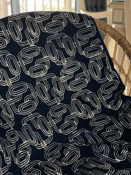 Laur Cotton Fabric in Navy Blue