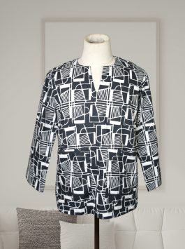 Men’s Baju Melayu Top – Paku in Black & White