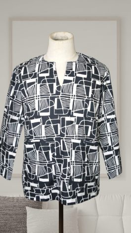 Men’s Baju Melayu Top – Paku in Black & White