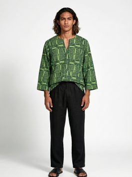 Men’s Baju Melayu Top – Paku in Oasis and Chives