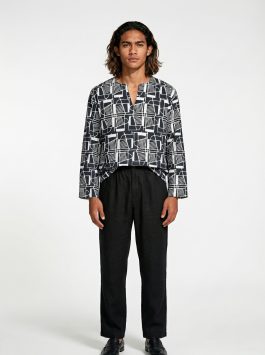 Men’s Baju Melayu Top – Paku in Black & White