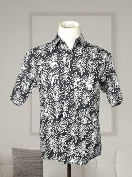 Men’s shirt – Rosa in Black, White & Celery Green