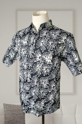 Men’s shirt – Rosa in Black, White & Celery Green