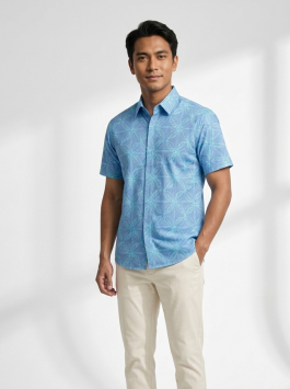Men’s shirt – Kisi in Periwinkle Blue & Ocean