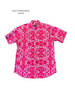 Men’s shirt – Daun in Red and White (Mandarin collar)
